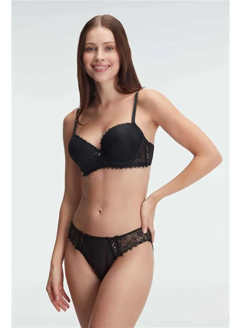 Anıl 4838 Destekli Dolgulu Balenli Kaplı Dantel Detaylı Sütyen Slip İç Çamaşırı Takım