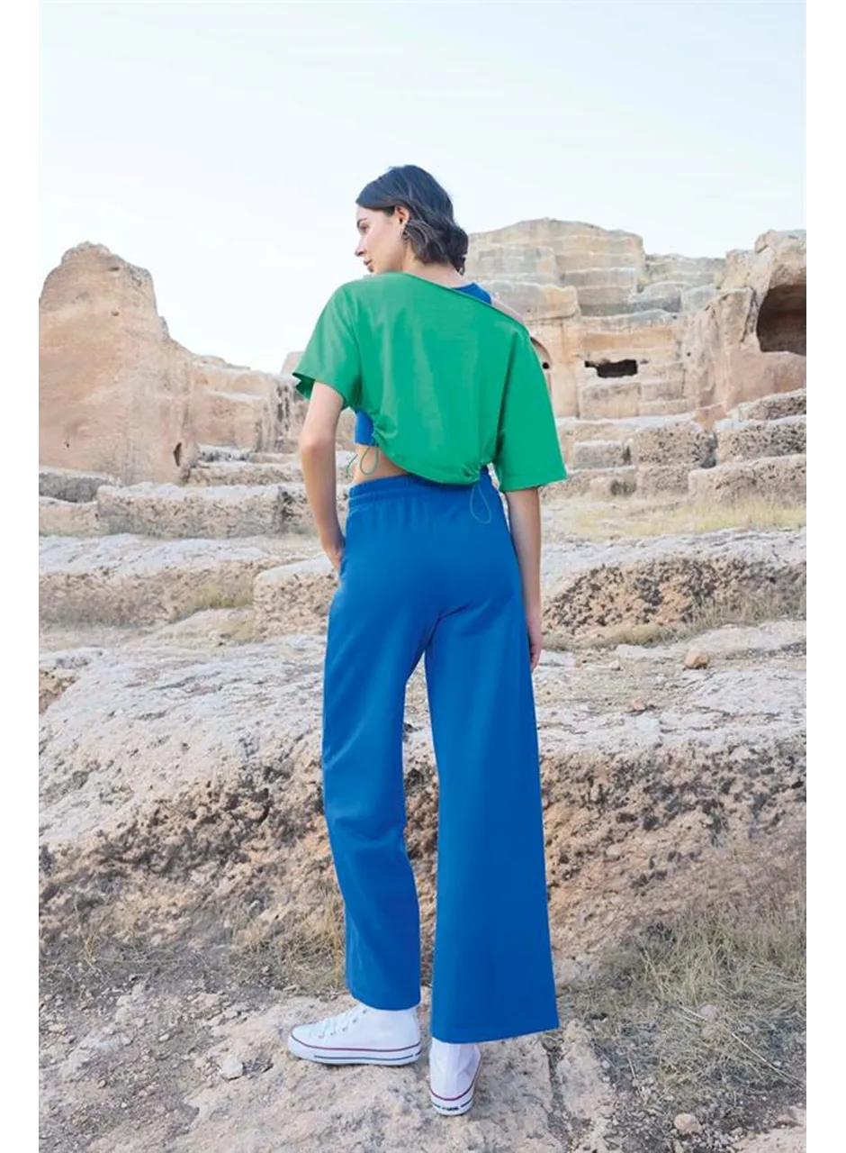 Kısa Kollu "Never Give Up" 3'lü Crop Eşofman Takımı