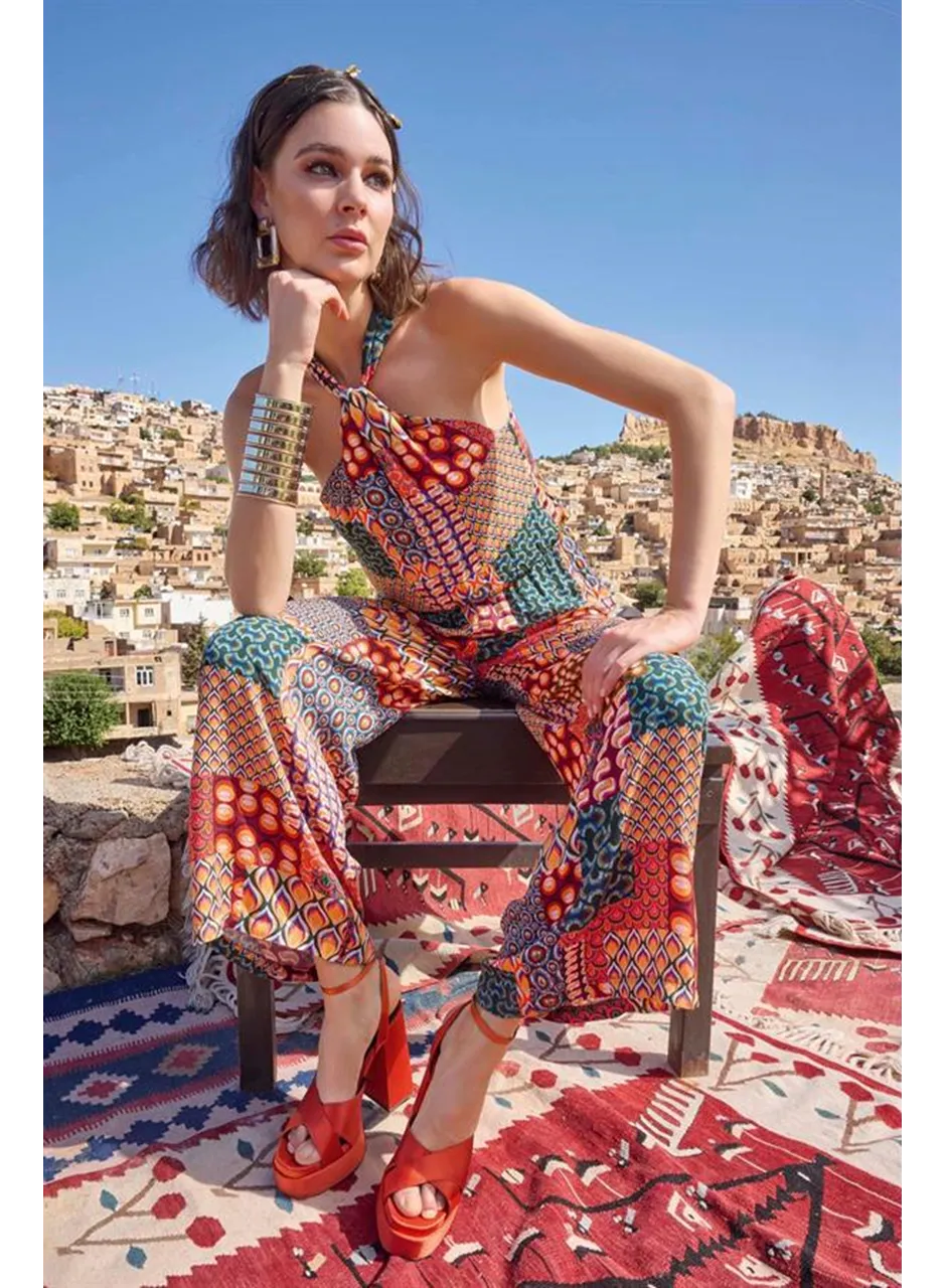 Etnik Desenli Saten Tulum