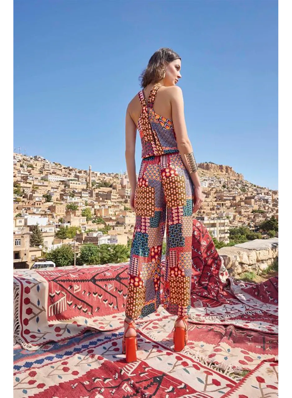 Etnik Desenli Saten Tulum