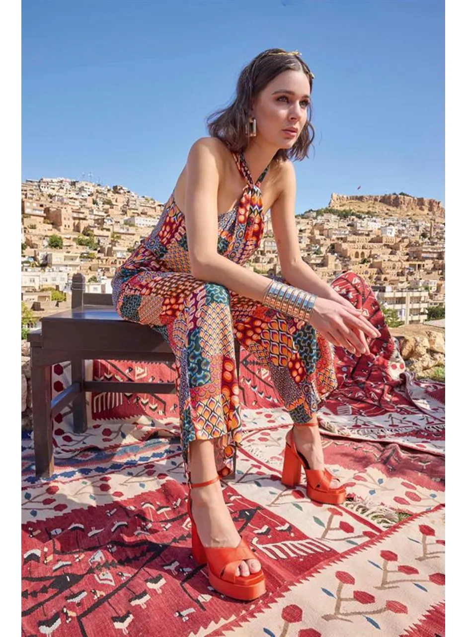 Etnik Desenli Saten Tulum