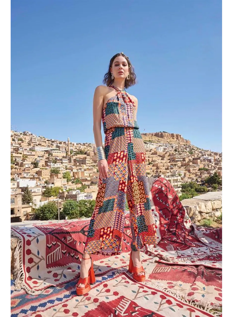 Etnik Desenli Saten Tulum