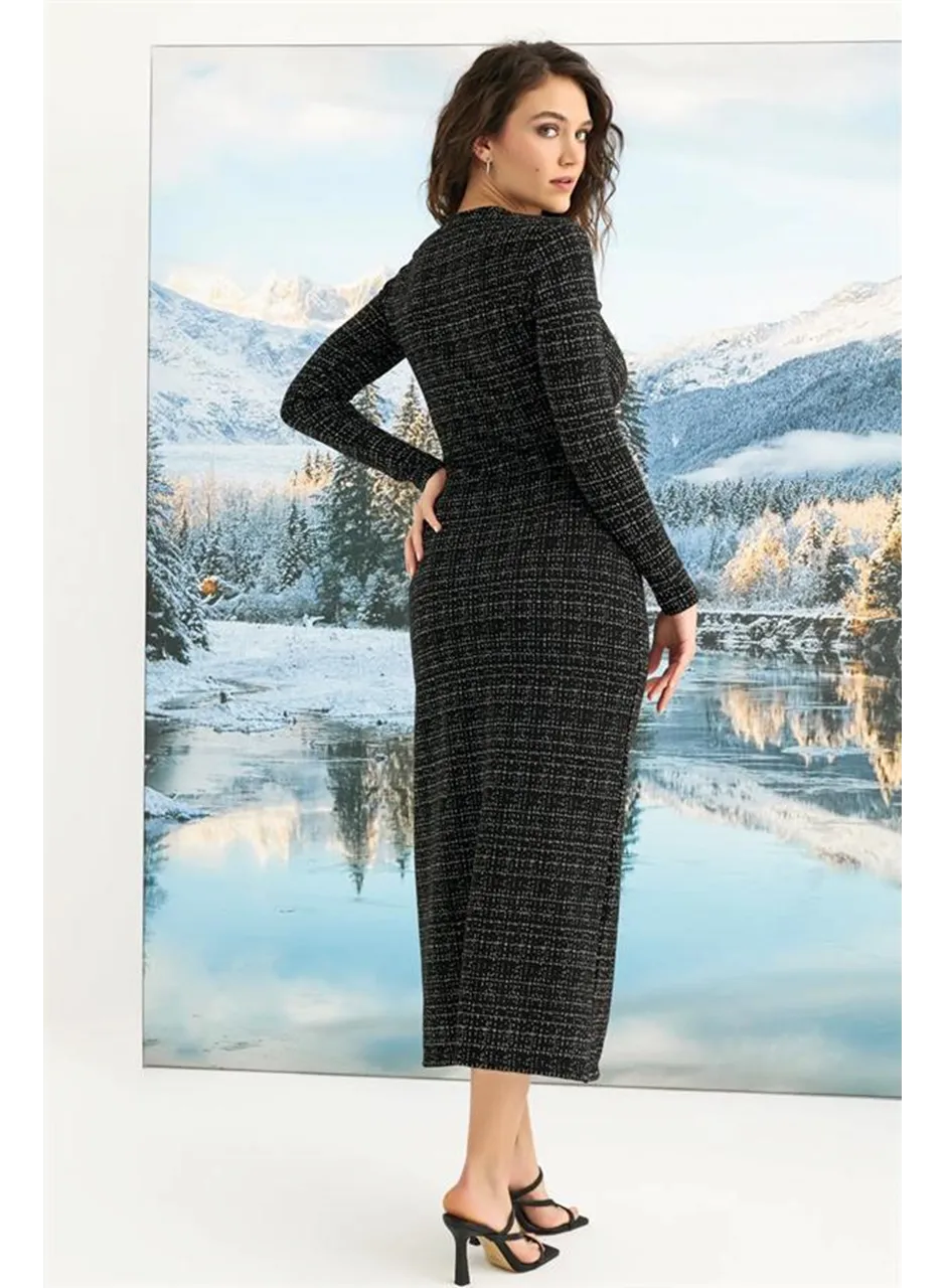 Desenli Uzun Kollu Elbise