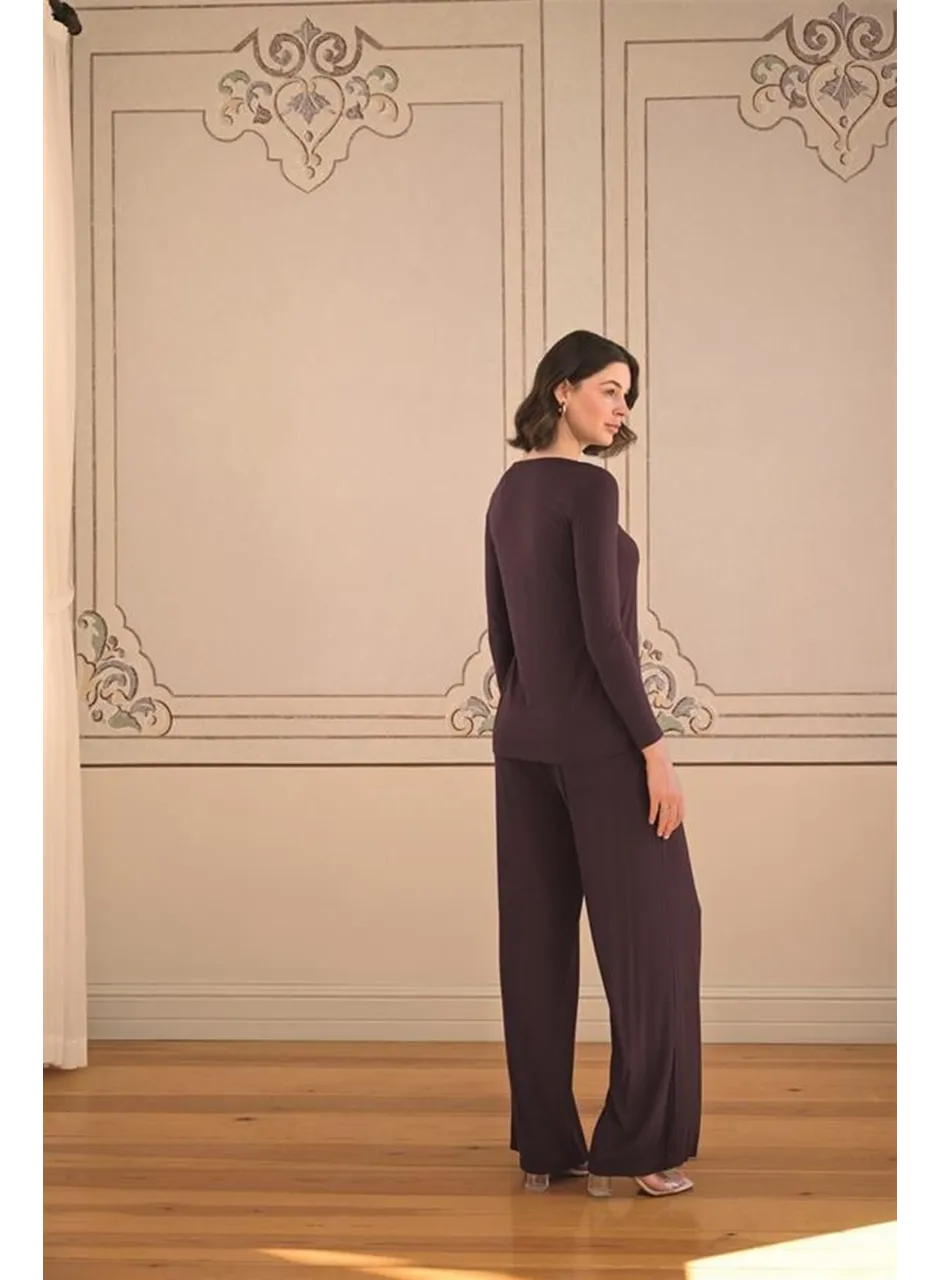 Uzun Kollu ve Dantelli Pijama Takımı