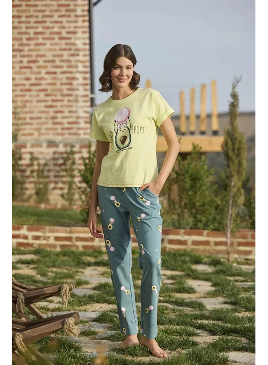 Desenli ve Baskılı "Yoga Sport" Pijama Takımı