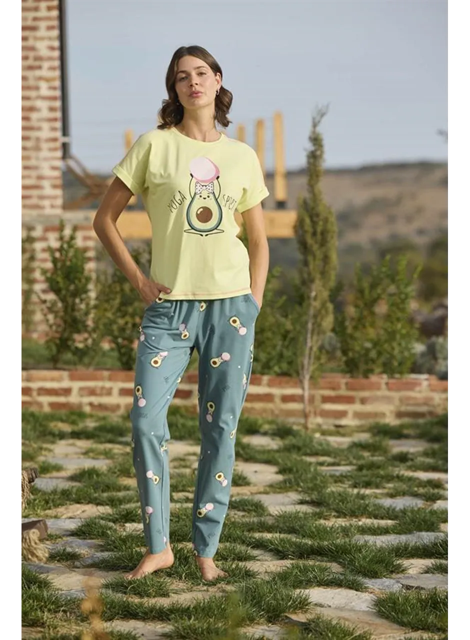 Desenli ve Baskılı "Yoga Sport" Pijama Takımı