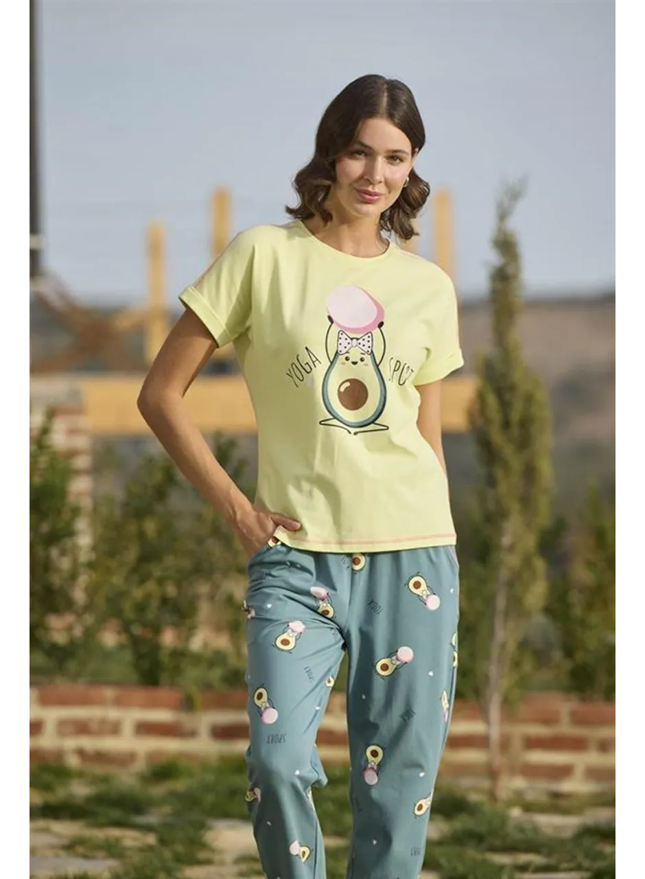 Desenli ve Baskılı "Yoga Sport" Pijama Takımı
