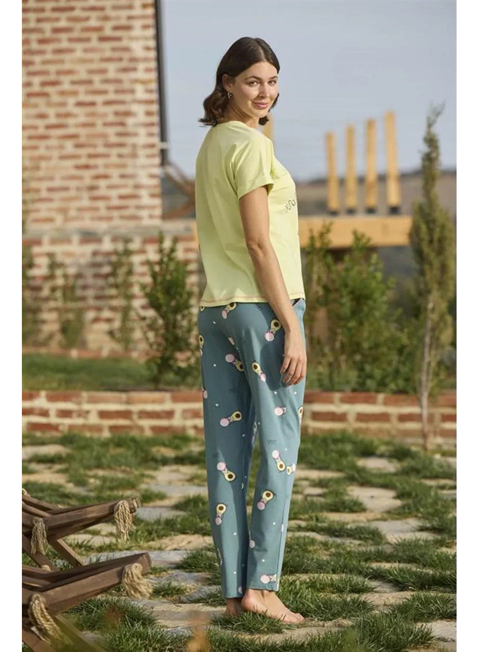 Desenli ve Baskılı "Yoga Sport" Pijama Takımı