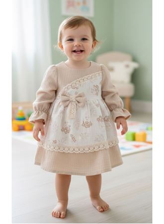 MÜSLİN FİYONKLU ELBİSE