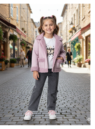 445507 KUZU MONTLU KIZ TAKIM 2Y,3Y,4Y,5Y Kız