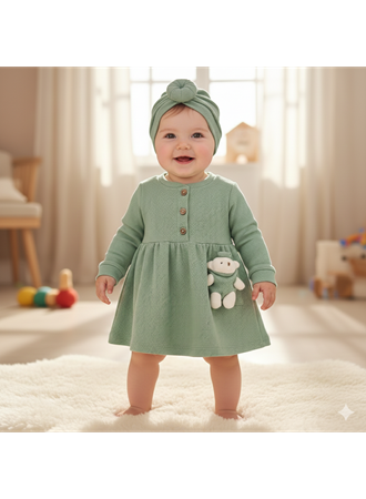 445942 AYICIKLI ELBİSE 6 Ay,9 Ay,12 Ay,18 Ay Kız