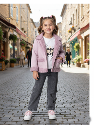 445507 KUZU MONTLU KIZ TAKIM 2Y,3Y,4Y,5Y Kız