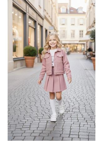 446404 PAPATYA GABARDİN ETEK TK 3Y,5Y,4Y,6Y Kız pmbe