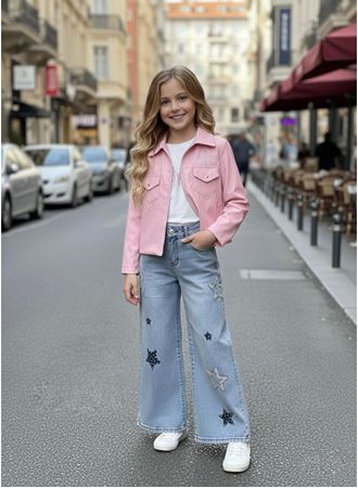 447462 ALO YILDIZLI DESENLİ3 LÜ KIZ TAKIM