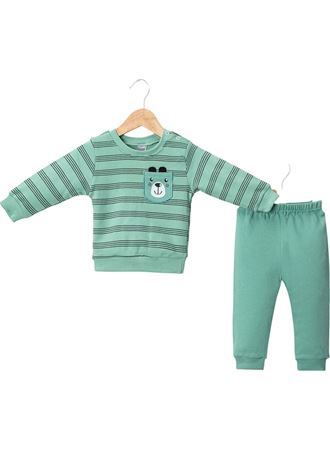 4396411 ASKI CEPLİ ÇİZGİLİ TAKIM 9 Ay,12 Ay,18 Ay YEŞİL