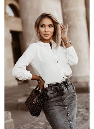 Kadın Metal Düğmeli Dokuma Viskon Kumaş Gömlek