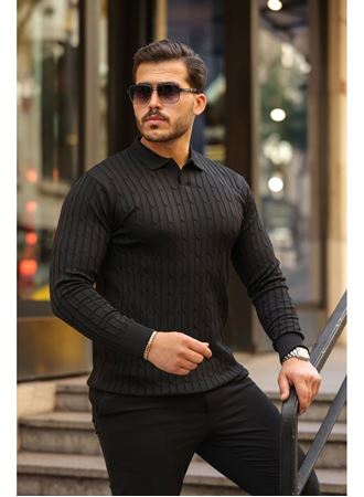 Erkek Saç örgü Desen Uzun Kollu Triko