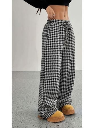 Kadın Yüksek Bel Lastikli Bağcıklı Geniş Kesim Kazayağı Dalgıç Pantolon