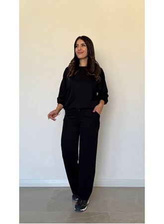 Kadın Uzun Kollu Bisiklet Yaka Viskon Iki Iplik Bluz Ve Pantolon Ikili Takım