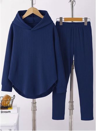 Kadın Uzun Kollu Kapşonlu Meloni Bluz Ve Pantolon Ikili Takım