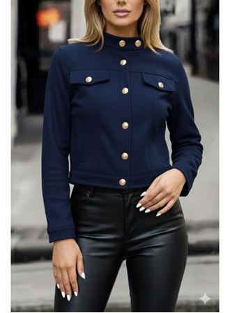 Kadın Uzun Kollu Yakadan Ve önden Düğmeli Süet Kısa Ceket