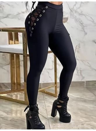 Kadın Yüksek Bel çapraz Bağcıklı Tül Detaylı Dalgıç Tayt