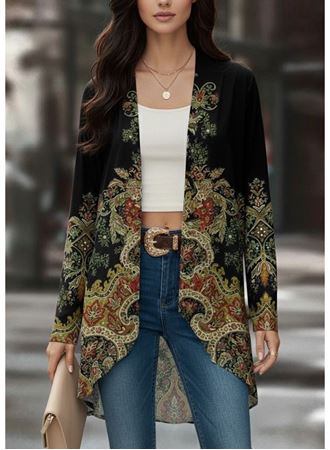 Kadın Uzun Kollu önü Açık Desenli şardonlu Dalgıç Ceket