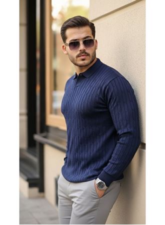 Erkek Saç örgü Desenli Uzun Kollu Triko