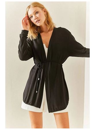 Kadın Uzun Kollu Bağcık Detay Hırka