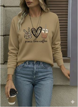 Kadın Uzun Kollu Bisiklet Yaka Kalp Desenli Viskon Iki Iplik Bluz