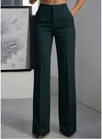 Kadın Yüksek Bel Cepli Ithal Krep Pantolon