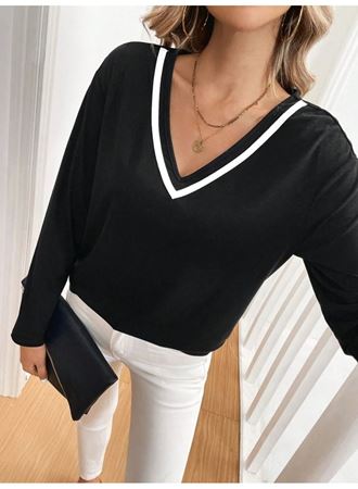 Kadın Uzun Kollu V Yakalı Viskon Iki Iplik Bluz