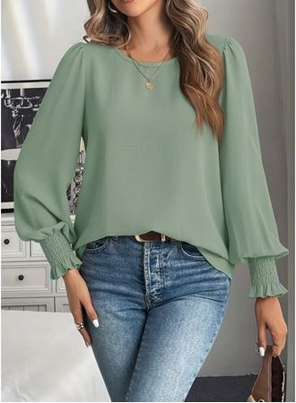 Kadın Uzun Kollu Yuvarlak Yaka Aerobin Bluz