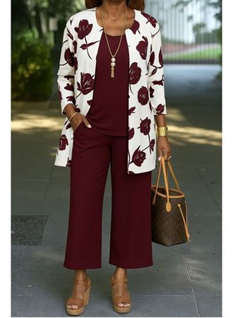 Kadın Uzun Kollu önü Açık Modal Ceket Kolsuz Viskon Iki Iplik Bluz Ve Pantolon üçlü Takım