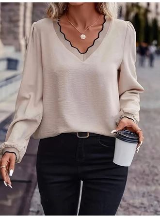 Kadın Uzun Kollu V Yakalı Aerobin Bluz