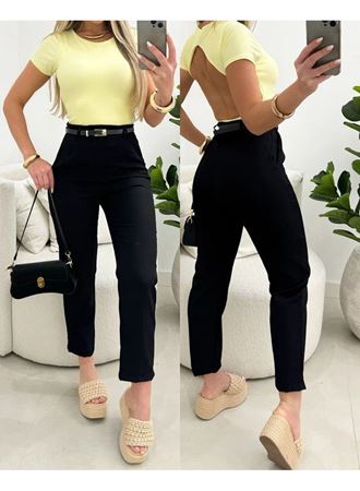 Kadın Yüksek Bel Kemersiz Ithal Krep Pantolon