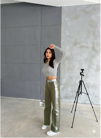 GABARDİN PALAZZO PANTOLON - Haki