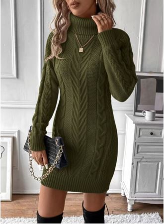 Kadın Balıkçı Yaka Mini Triko Elbise