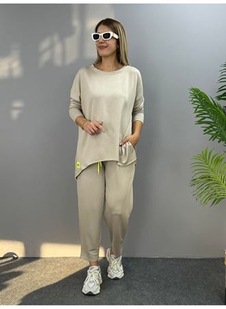 Kadın Iki Iplik Viskon Pamuk Kumaş Arma Detaylı Ikili Takım