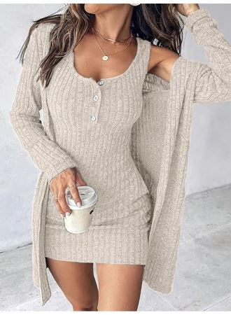 Kadın Askılı Yuvarlak Yakalı önü Düğmeli şardonlu Kaşkorse Mini Elbise Ve Kısa Ceket