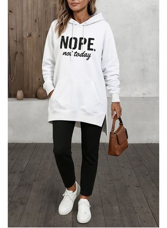 Kadın Uzun Kollu Kapşonlu Bağcıklı Viskon Iki Iplik Sweat