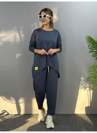 Kadın Iki Iplik Viskon Pamuk Kumaş Arma Detaylı Ikili Takım