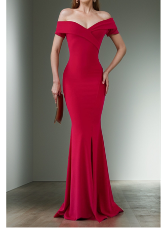 Kadın Dalgıç Kumaş Kayık Yaka Ve Dekolte Detaylı Elbise