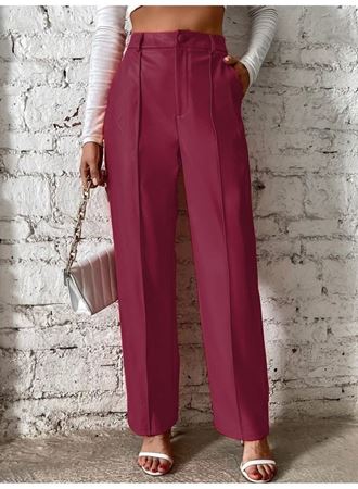 Kadın önden Fermuarlı Cepli Geniş Kesim Lame Deri Pantolon