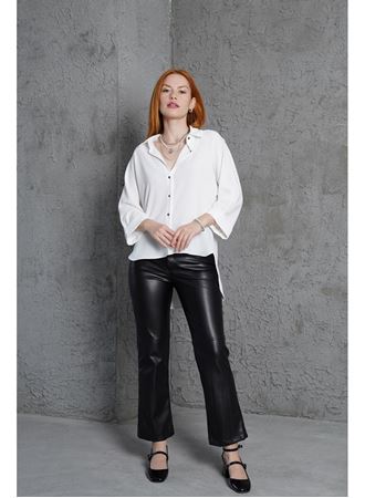 Kol Katlama Detaylı Beyaz Gömlek