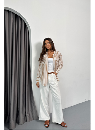 ÇİZGİLİ GÖMLEK - Bej