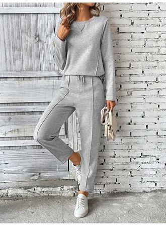 Kadın Uzun Kollu Yanları Nervurlu Viskon Iki Iplik Ve Pantolon Ikili Takım
