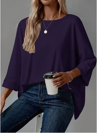 Kadın Truvakar Kollu Bisiklet Yaka Viskon Bluz