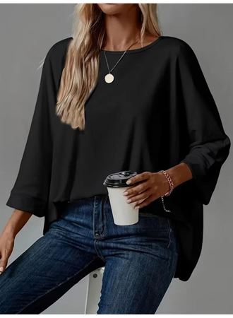 Kadın Truvakar Kollu Bisiklet Yaka Viskon Bluz