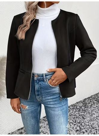 Kadın Uzun Kollu Yuvarlak Yaka önden Fermuarlı Süet Ceket